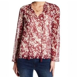 💥Free W/Purch Nannette Lepore Maroon and Cream Tunic Top Size Medium (Flag)